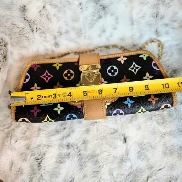 RARE Louis Vuitton Black Multicolor Monogram Shirley Clutch Shoulder Bag - Picture 13 of 16